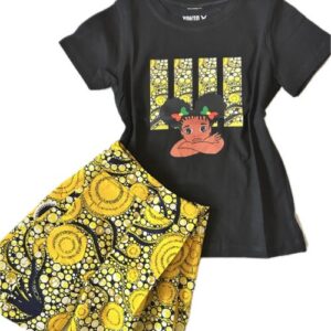 black and yellow 2 piece set tshirt and shorts for kids