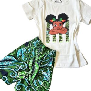 african print kids 2 piece set tshirt and shorts