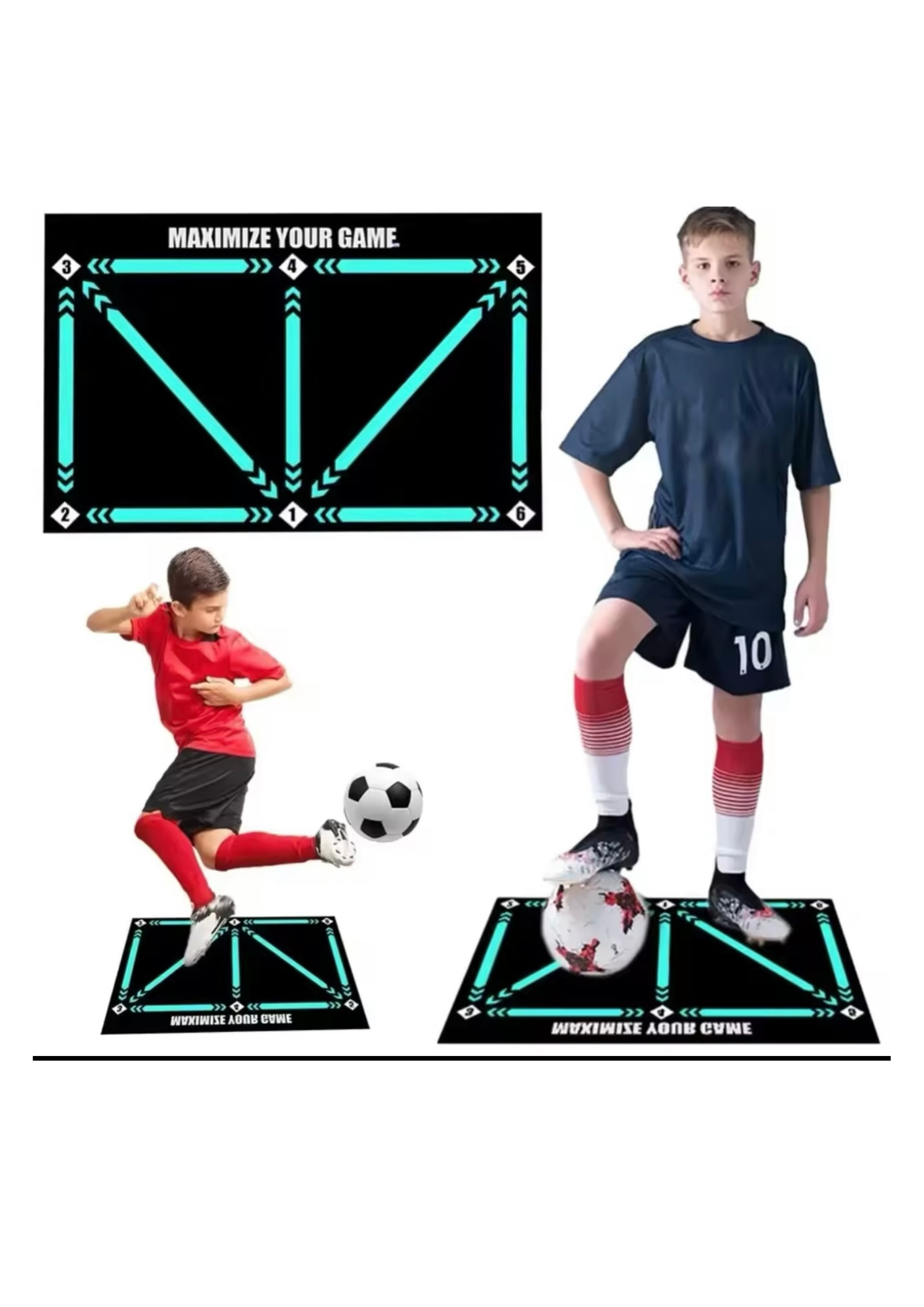 5 boy using football training mat